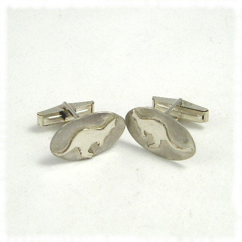 Silver kangaroo cufflinks